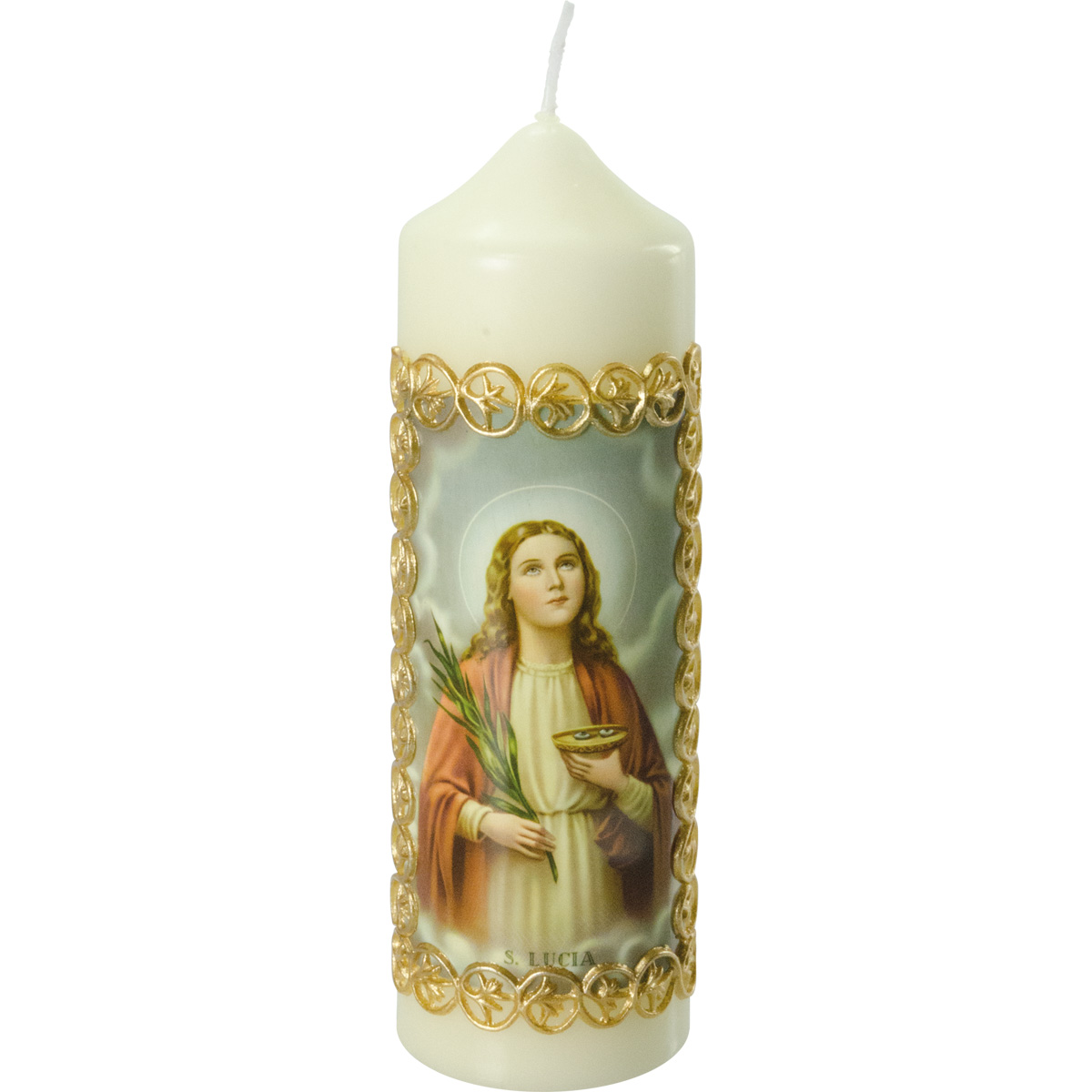 Heilige Luzia Kerze, #812-G, 165x50, Fotodruck, Wachsborte