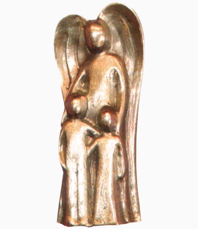 Schutzengel mit zwei Kindern, Bronze, Nr. 1187372, Höhe 5cm, m. Karton