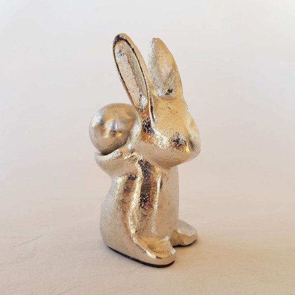Dekohase mit Ei, silber, Höhe 11.5 cm
