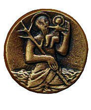 Christophorusplakette CH2, bronze, Durchm. ca. 4,5cm
