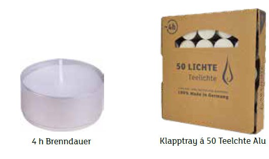 50 Teelichte, 4h, Aluhülle, Ø=38mm, Aktionspreis!
