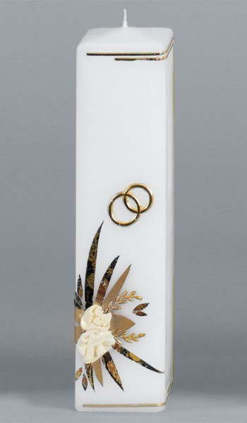 Hochzeitskerze, 17, Vierkant 250x60, gold, ---Abverkauf---