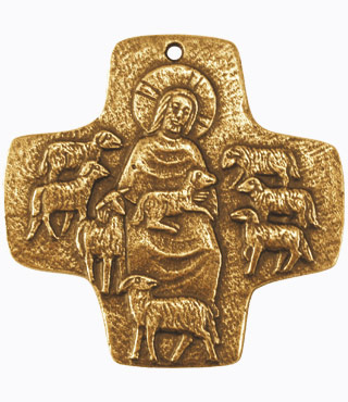Bronzekreuz, 802035, Der gute Hirte, 7 x 7 cm
