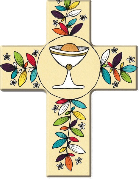 Holzkreuz, 810179, Kelch-Blätter, 9 x 7 cm, Holz bedruckt