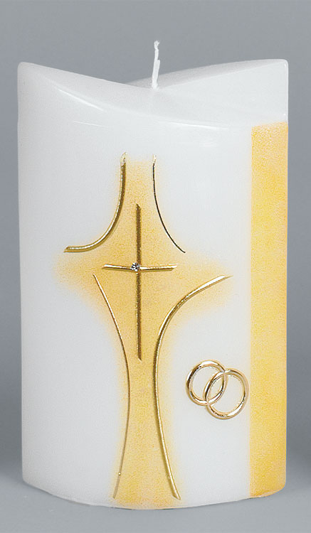 Hochzeitskerze, 2261, Formkerze 180x125x75, gold, ---Abverkauf---