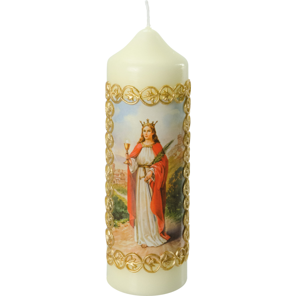 Heilige Barbara Kerze, #812-H, 165x50, Fotodruck, Wachsborte