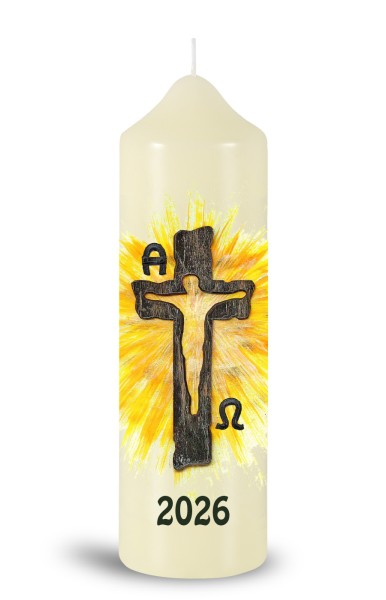 Ostertischkerze, 2026, Kreuz, Auferstandener, Osterlicht, Fotodruck, Nr.250126, Größe wählbar