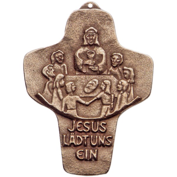 Bronzekreuz 142168, Abendmahl, "Jesus lädt uns ein", Höhe 9,5 cm