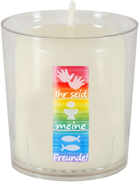 50 Motivbecher, Ihr seid meine Freunde!, Symbole mit Stumpenkerze 60x50mm
