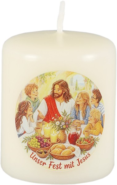 Stumpenkerze, 60x50, Unser Fest mit Jesus