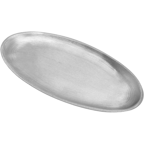 Kerzenteller oval klein, 12 x 6 cm, silber matt