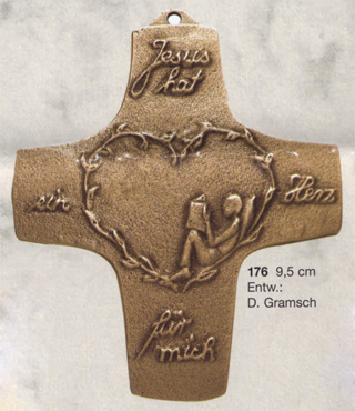 Bronzekreuz, 176, Jesus hat ein Herz für mich..., h=9,5cm