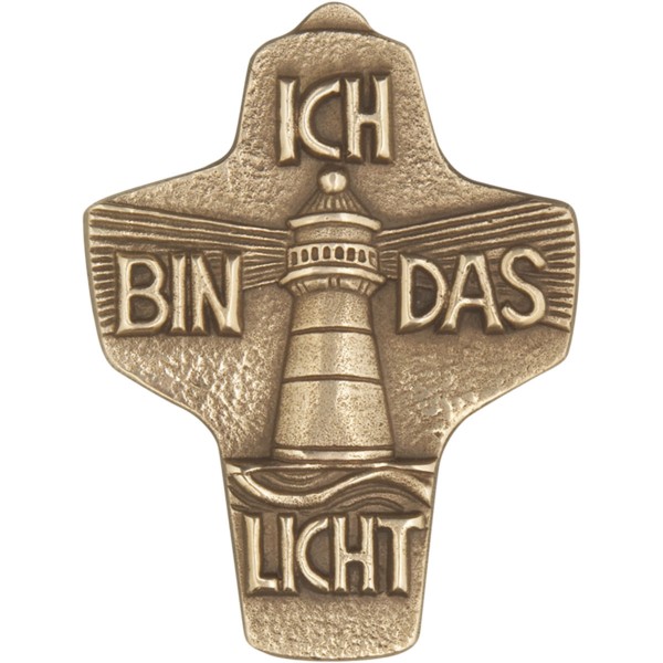 Bronzekreuz 142132, h=8cm, Leuchtturm - Ich bin das Licht