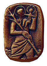 Christophorusplakette CH1, bronze, Durchm. ca. 4,5cm