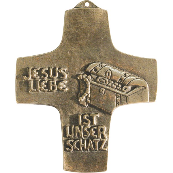 Bronzekreuz 142177, Jesus Liebe ist unser Schatz, Höhe 10 cm