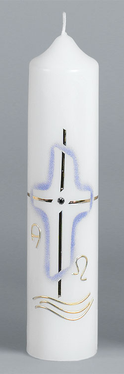 Taufkerze, 2055, 265x60, blau, gold, ---Abverkauf---