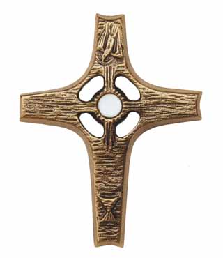 Bronzekreuz, 172B, mit Bergkristall, h=10cm