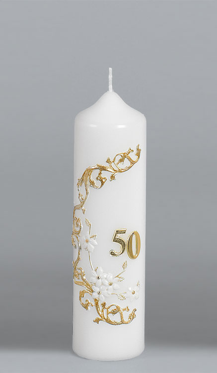 Goldene-Hochzeitskerze, 2516, 220x60, ---Abverkauf---