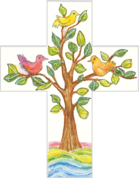 Holzkreuz, 810197, Lebensbaum, 9 x 7 cm, Holz bedruckt