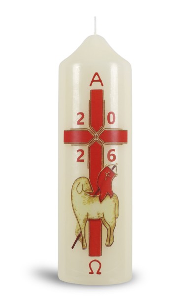 Ostertischkerze, 2026, Osterlamm, Fotodruck, Nr.230117, Größe wählbar