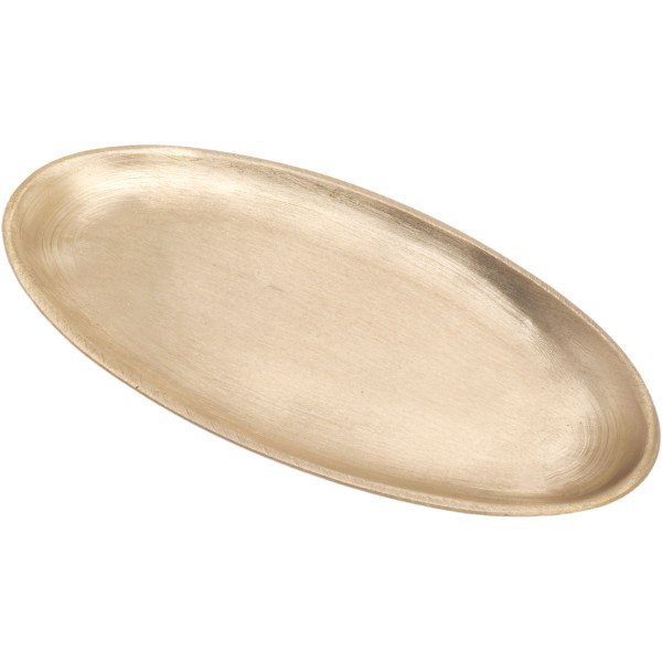 Kerzenteller oval klein, 12 x 6 cm, gold matt