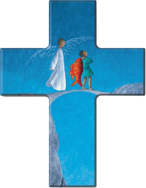 Holzkreuz, 810177, Schutzengel, 9 x 7 cm, Holz bedruckt