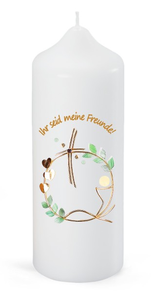 Patenkerze, Ihr seid meine Freunde!, Eykalyptus, P138, Größe und Farbe wählbar