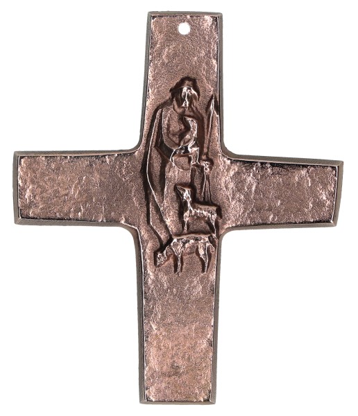 Bronzekreuz, Kommunionandenken, Hirte, Höhe 9,4 cm, #142245