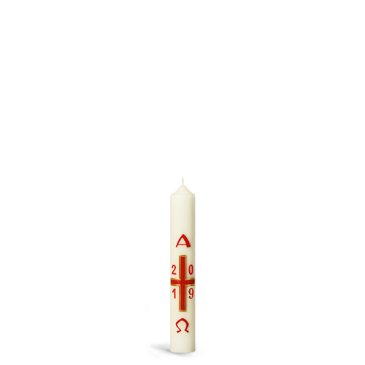 Osterkerze, 19.1795, 400x60, Kreuz-Rot-Gold, ohne Nägel
