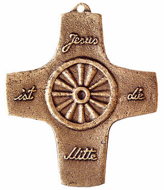 Bronzekreuz, 157, Jesus ist die Mitte, Rad, h=9,5cm