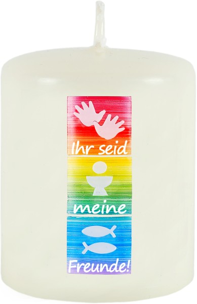 Stumpenkerze, 60x50, Ihr seid meine Freunde!, Symbole