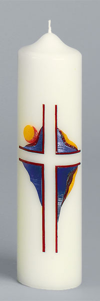 Liturgische Kerze, 2647, 275x70, Kreuz, rot-gold, ---Abverkauf---