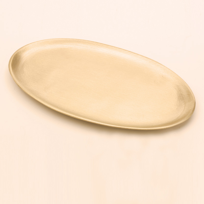 Kerzenteller, oval groß, 17 x 10 cm, gold matt