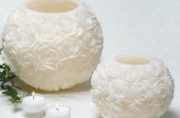 Kugelkerze, Windlicht, Rosenkugel, 15 cm, creme, Klarsichtbox, inkl. Teelicht Kugelkerze, Windlicht, Rosenkugel, 15 cm, creme, Klarsichtbox, inkl. Teelicht