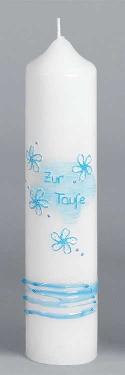 Taufkerze, 2007, 265x60, blau, ---Abverkauf---