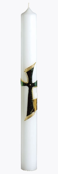 Kommunionkerze, 1246, 400x40, weiß, Kreuz, Kelch, ---Abverkauf---