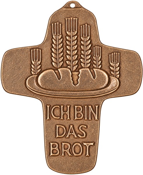 Bronzekreuz, Kommunionandenken, Ich bin das Brot, 2.142256, Höhe 9 cm