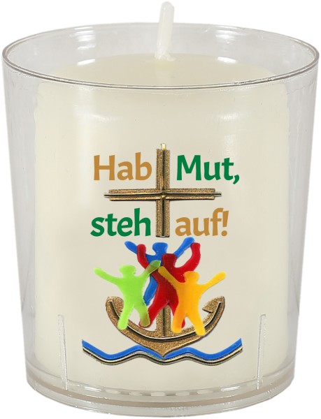 50 Motivbecher, Hab Mut, steh auf!, mit Stumpenkerze 60x50mm