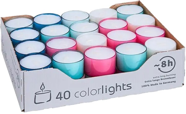 40 Colorlights, 8h, Pastell Edition, Ø38x24mm, Aktionspreis!