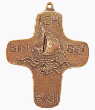 Bronzekreuz, 802027, Ich bin bei euch, Schiff, 9,5 x 7,5 cm