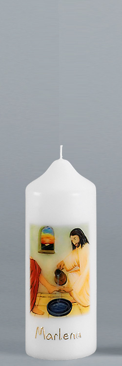 Patenkerze, P122, 165x60, weiß, Eine Liebe, die sich gewaschen hat