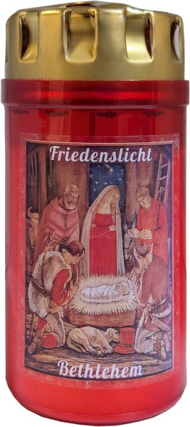20 Friedenslichter, Friedenslicht Bethlehem, rotes Motiv, roter Becher, 2,5Tage