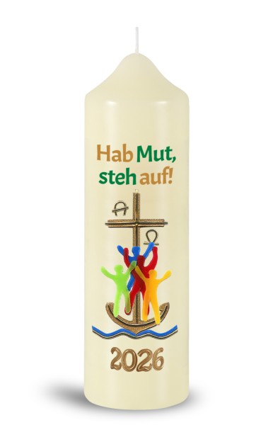 Ostertischkerze, 2026, Hab Mut, steh auf!, Fotodruck, Nr.260138, Größe wählbar