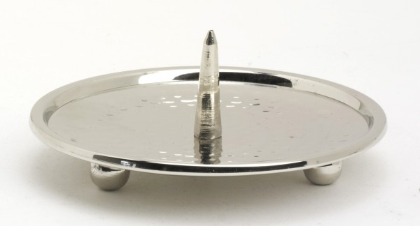 Kerzenteller, Ø=10cm, silber glänzend gehämmert, für Kerzen bis Ø7cm