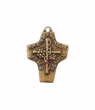 Umhängekreuz, UK32, mit Ring, ohne Kette, 4,5cm, (Weinstock)