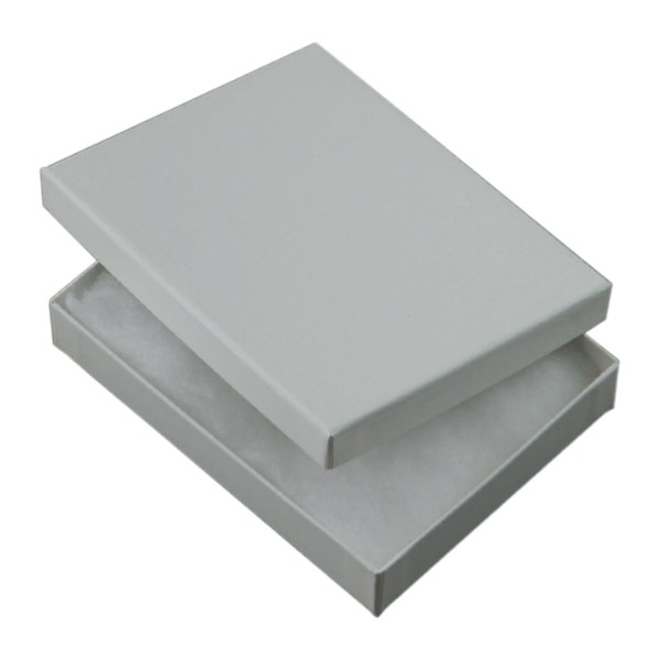 Geschenkkarton, grau, mit weißer Watte, 12 x 9 cm, #2607