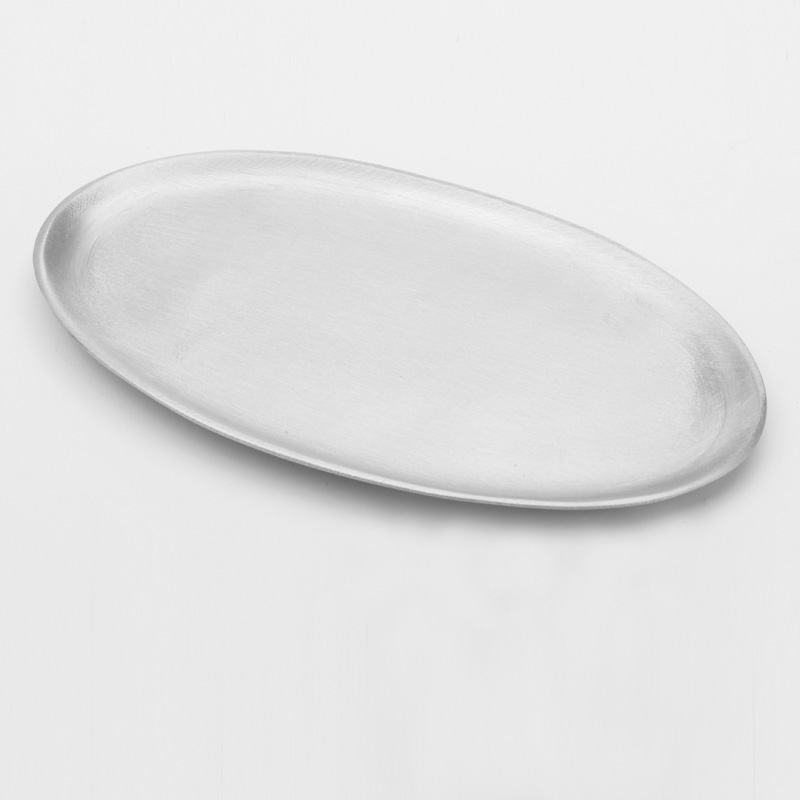 Kerzenteller, oval groß, 17 x 10 cm, silber matt