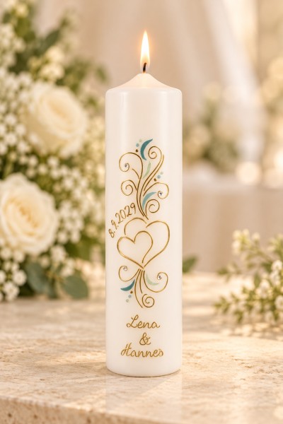 Hochzeitskerze, Lena&Hannes, 275x70 mm weiss