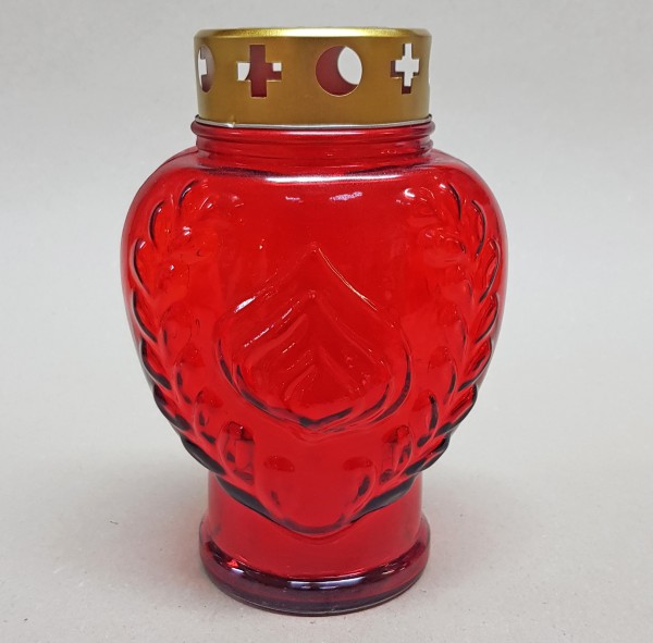 Grabglas, Herz, rot, mit Licht, Glafey, Nr. 116