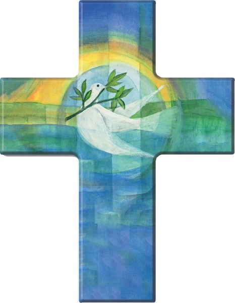 Holzkreuz, 810178, Friedenstaube, 9 x 7 cm, Holz bedruckt